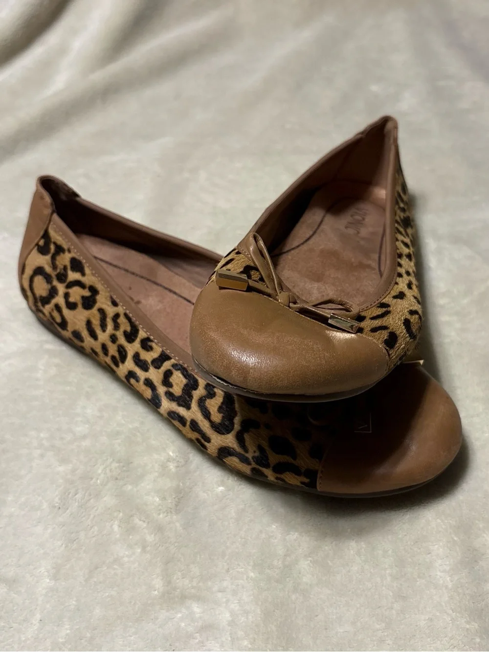 Vionic Leopard-Print Ballet Flats with Brown Toe Cap